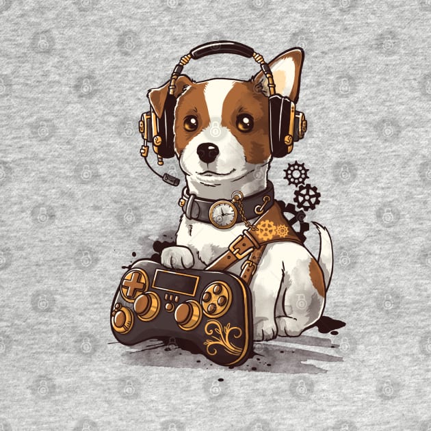 Steampunk gamer dog by NemiMakeit